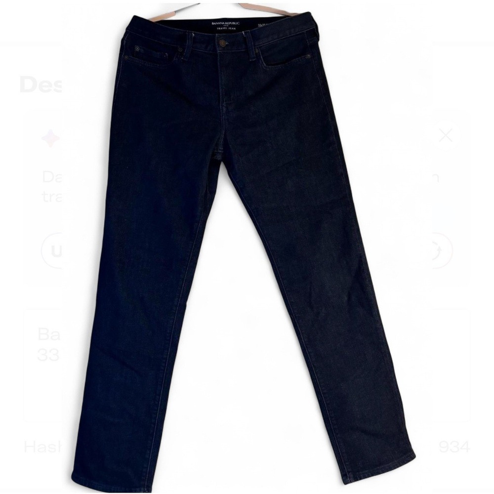 Banana Republic Traveler Jeans Mens Slim Fit Dark Wash Denim 32x33 Straight Leg - Picture 3 of 9